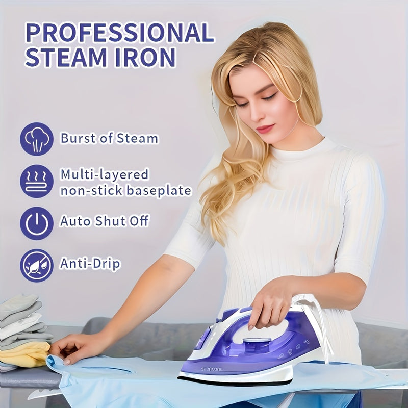 1 pieza de 1200W, plancha de vapor de alta potencia para ropa, plancha de vapor para ropa, base antiadherente, mano de obra doméstica, baja temperatura, hermética, alta presión, vapor, temperatura ajustable, antiobstrucción, multifuncional, agua pulveriz