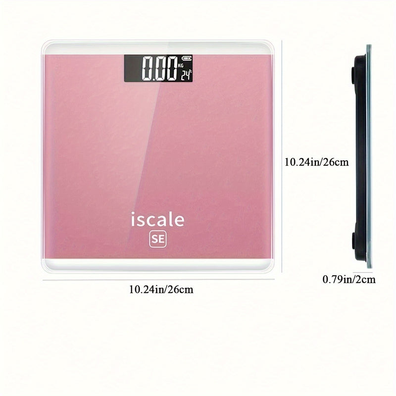 Báscula mini dorada rosa de alta precisión, diseño portátil, pantalla LCD, funciona con pilas AAA (no incluidas), ideal para el hogar y viajes, fabricada en plástico duradero, 1 unidad
