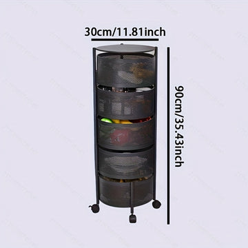 1pc Estantería clásica redonda giratoria de metal, Organizador de estantería abierta de varios niveles para cocina, Canasta de frutas y snacks autónoma, Sin energía ni batería necesaria, Construcción de metal