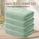 Juego de 4 toallas de baño de felpa coral 70x140 cm (27.5x55.1 pulgadas) en forma de gavilla de trigo, suaves, absorbentes, de secado rápido, sin desvanecimiento ni pelusa, ideales para uso diario en el hogar y en la ducha, perfectas para regalar en ocas