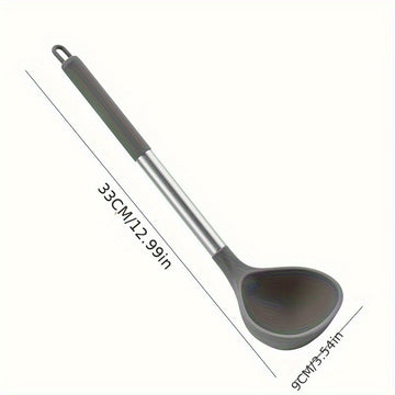 1 ud., cuchara grande de silicona, cuchara de silicona, mango de acero inoxidable para cuchara, cuchara grande, cuchara antiadherente para sartén, cuchara larga y resistente al calor para el hogar, cuchara de cocina
