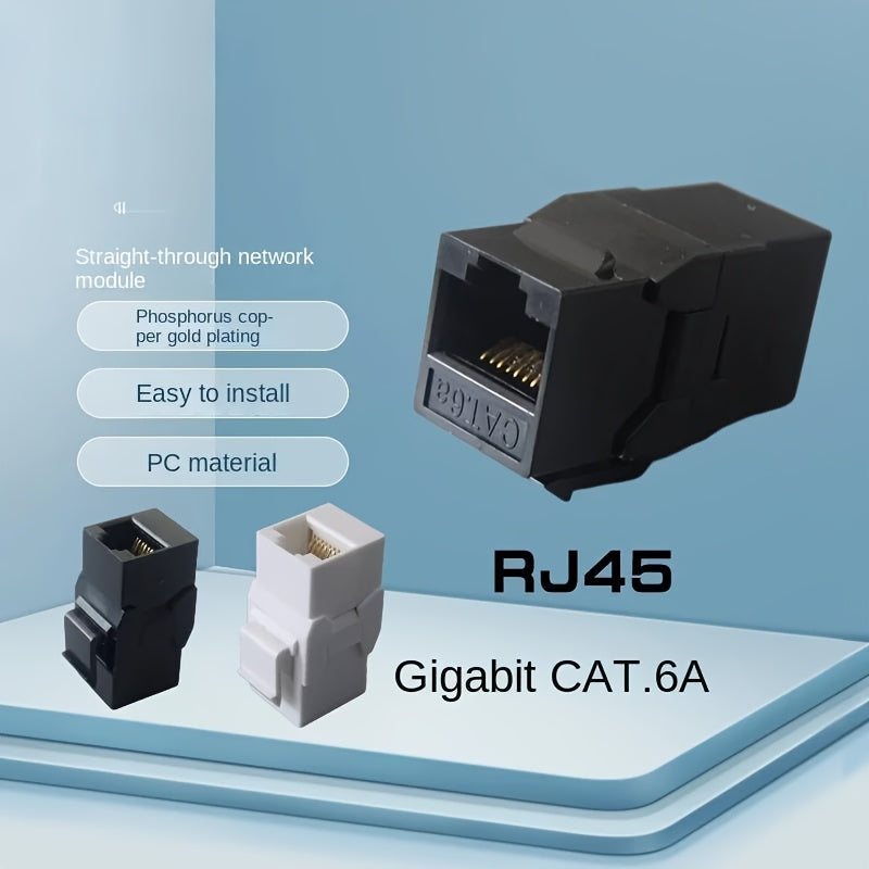 10 Piezas de Paneles Ethernet RJ45 CAT6A - Conectores Keystone Blindados UTP con Contactos Dorados, Cableado Recto y Cruzado, Fácil Instalación para Redes Domésticas/Oficina/Gaming