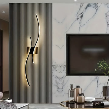 Aplique de pared LED moderno con función de luz regulable, material de vidrio, para sala de estar, comedor, oficina, dormitorio - Montaje semi empotrado, accesorio desmontable, cableado, no requiere batería, compatible con 85-265 V, incluye herrajes de i