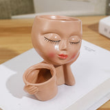 Jarrón de resina clásico con diseño de rostro humano - Ideal para decoración del hogar