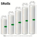 Juego de 5 Rollos Selladores al Vacío Libres de BPA, Bolsas Texturizadas Duraderas y Resistentes a Perforaciones, Ancho Variado (Diversos Anchos) y 3 Metros Cada Uno, Perfecto para la Conservación de Alimentos, Sous Vide y Almacenamiento en Gran Volume,