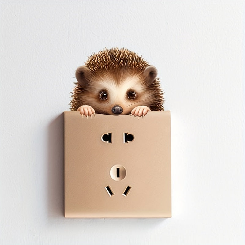 Adorable Erizo Pegatina de Pared - Divertido y Lindo Animal para Interruptor, Fácil de Pegar y Despegar, Perfecto para Decoración de Baño, Pequeño, Serie