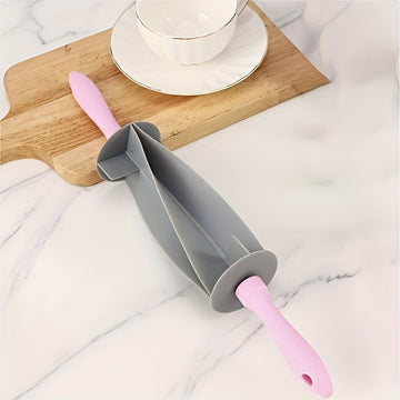 1pc Cortador de croissant ajustable - Rodillo de masa de plástico antiadherente con mango rosa, multifuncional, alta resistencia, diseño de ahorro de espacio para repostería DIY