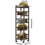 1pc estante de almacenamiento con 3/5 niveles, estante móvil con ruedas, cesta de drenaje multicapa, ideal para condimentos, platos y tazones, material acero al carbono,