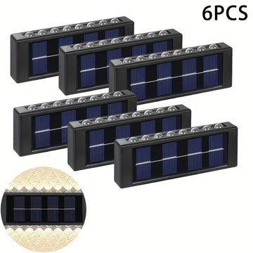 6 luces solares con 16 LED, luces solares para exteriores, decoración de jardín, calle y paisaje, luces solares para pared de balcón, fáciles de instalar en exteriores, ideales para jardines, entradas de autos, garajes, etc