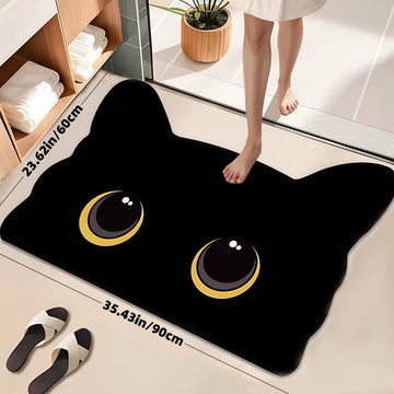 1 pieza, alfombrilla de baño de arcilla de diatomeas negra, rápida secado, anti-deslizante, gruesa y fuerte absorción, lavable, poliéster con base de arcilla de diatomeas de goma, perfecta para duchas, cocinas, salas de estar y suelos de dormitorios.