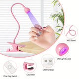 1 Mini lámpara LED para uñas de gel - Portátil, alimentada por USB, diseño de cuello giratorio flexible, perfecta para el cuidado de uñas en casa, sin batería, secadora de uñas, luz de manicura.