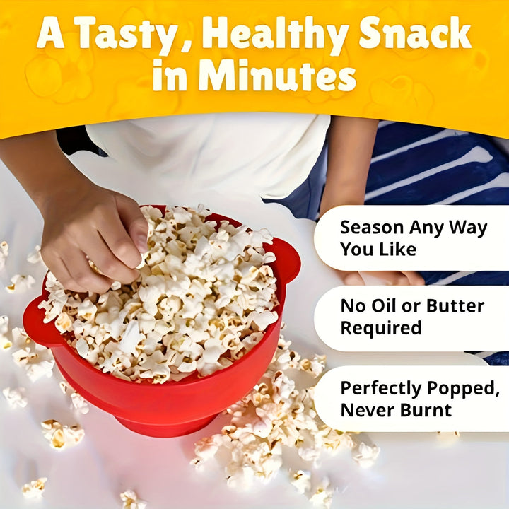 Preparador de Palomitas para Microondas - Tazón de Silicona, Diseño Plegable, Apto para Lavavajillas y Microondas, Gran Capacidad de 3L, Sin PVC Tóxico, Ahorra Espacio para Hogar, Fiestas y Noches de Película - Rojo, Ideal para Uso Familiar, Máquina de P