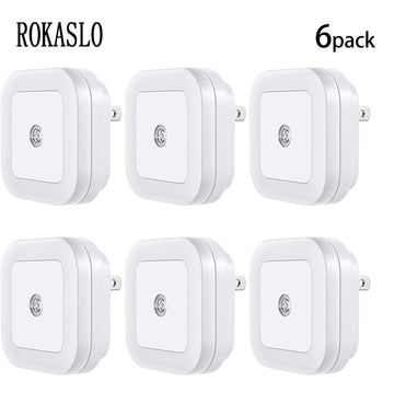 [6 piezas] Luz nocturna LED con sensor inteligente de anochecer a amanecer, luces nocturnas para dormitorio, baño, inodoro, escaleras, cocina, pasillo, luces nocturnas compactas, blanco frío