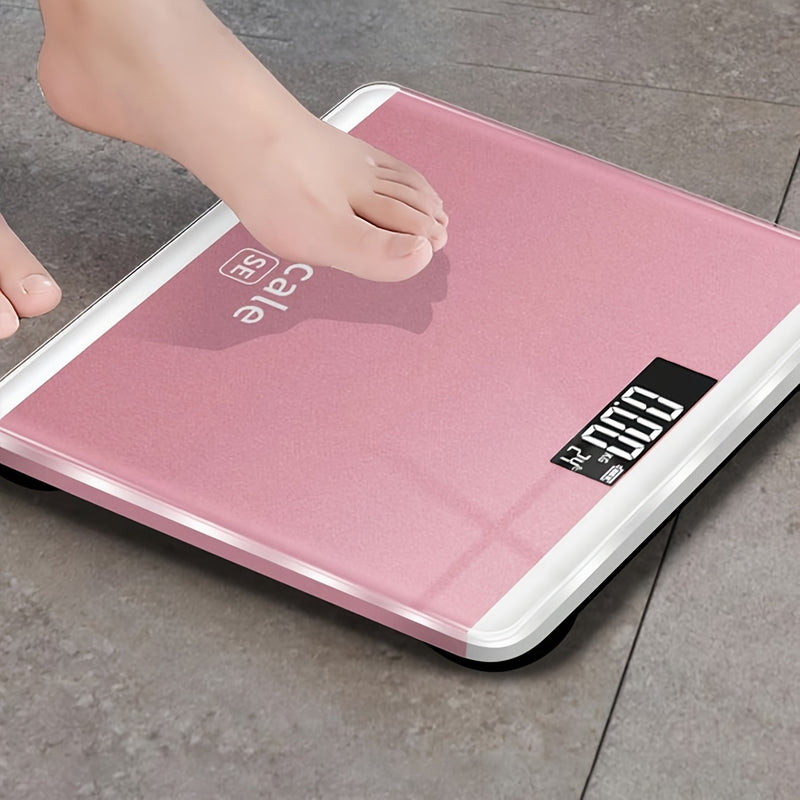 Báscula mini dorada rosa de alta precisión, diseño portátil, pantalla LCD, funciona con pilas AAA (no incluidas), ideal para el hogar y viajes, fabricada en plástico duradero, 1 unidad