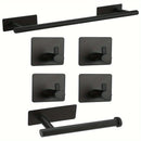 Juego de 6 toalleros contemporáneos, kit de herrajes para baño de acero inoxidable con toallero, toallero de pared, portarrollos de papel higiénico, ganchos para batas - Instalación sin taladros