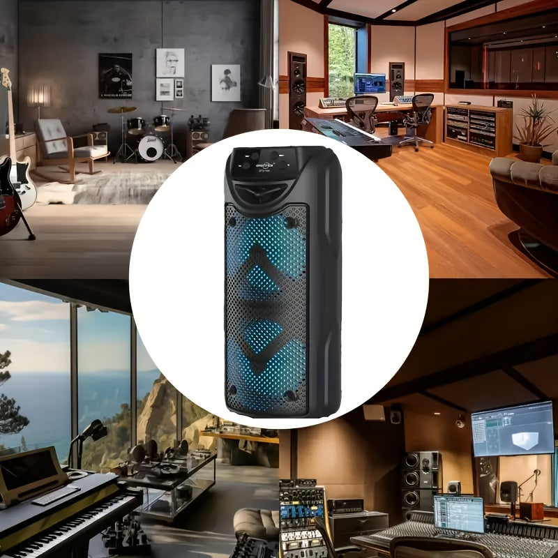 Bocina inalámbrica portátil 5.2 con parlantes duales, subwoofer HIFI de 3 pulgadas, compatible con TF/FM/USB, luces LED parpadeantes, caja de bajos portátil - Regalo de cumpleaños para fiestas