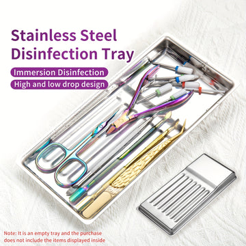 Bandeja de desinfección para herramientas de uñas, cortacutículas, empujadores de acero, cabezales de pulido, bandeja de remojo y desinfección, caja de limpieza, cepillos para uñas y bandejas de limpieza