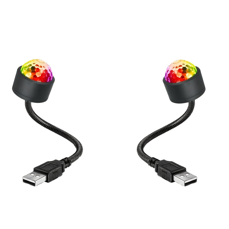 2 luces nocturnas LED USB con proyección de cielo estrellado, multicolor y ritmo musical, cuello flexible para fiestas en interiores y efectos de escenario