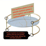 Juego de 2 bandejas para baño, modelo combinado grande + pequeña, placa base UV, marco metálico, adecuadas para encimeras de baños, dormitorios, oficinas, estantes de almacenamiento para escritorio