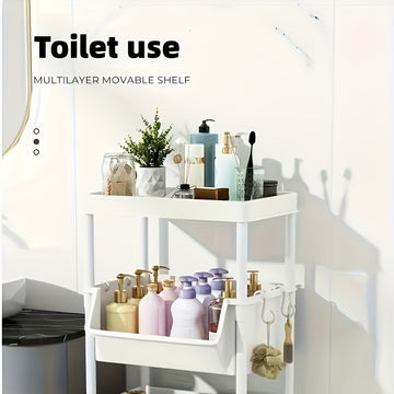 Estantería de Almacenamiento Plástica Blanca con 5 Niveles y Ruedas—Adecuada para Espacios Estrechos, Organizador al Piso con Diseño Sencillo para el Hogar, Ideal para Habitaciones Pequeñas