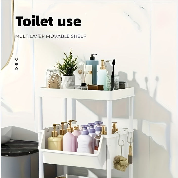 Estantería de Almacenamiento Plástica Blanca con 5 Niveles y Ruedas—Adecuada para Espacios Estrechos, Organizador al Piso con Diseño Sencillo para el Hogar, Ideal para Habitaciones Pequeñas