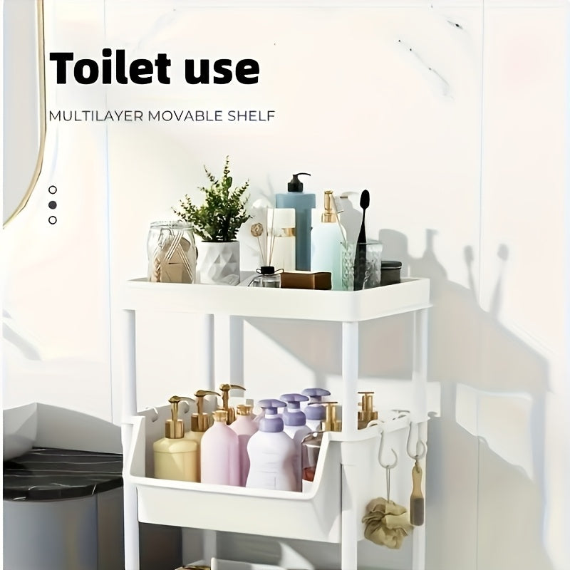 Estantería de Almacenamiento Plástica Blanca con 5 Niveles y Ruedas—Adecuada para Espacios Estrechos, Organizador al Piso con Diseño Sencillo para el Hogar, Ideal para Habitaciones Pequeñas