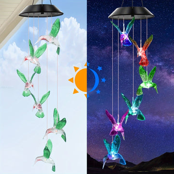 Carillón de viento con colibrí solar, regalo para mamá y abuela, decoración para jardín, regalo de cumpleaños, decoración exterior, carillón conmemorativo