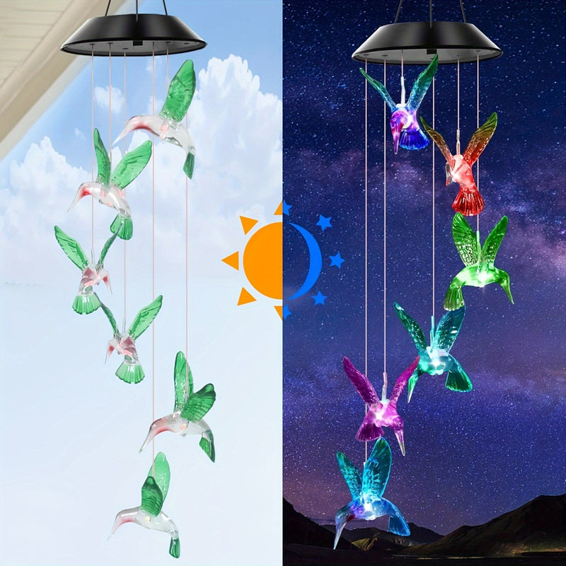 Carillón de viento con colibrí solar, regalo para mamá y abuela, decoración para jardín, regalo de cumpleaños, decoración exterior, carillón conmemorativo