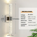 Aplique Moderno para Baño Aplique Plateado Iluminación de Pared Aplique de Pared LED de Cristal 39.88 cm 5000K Aplique de Tocador de Baño Montado en Pared Vertical y Horizontal para Dormitorio y Sala de Estar