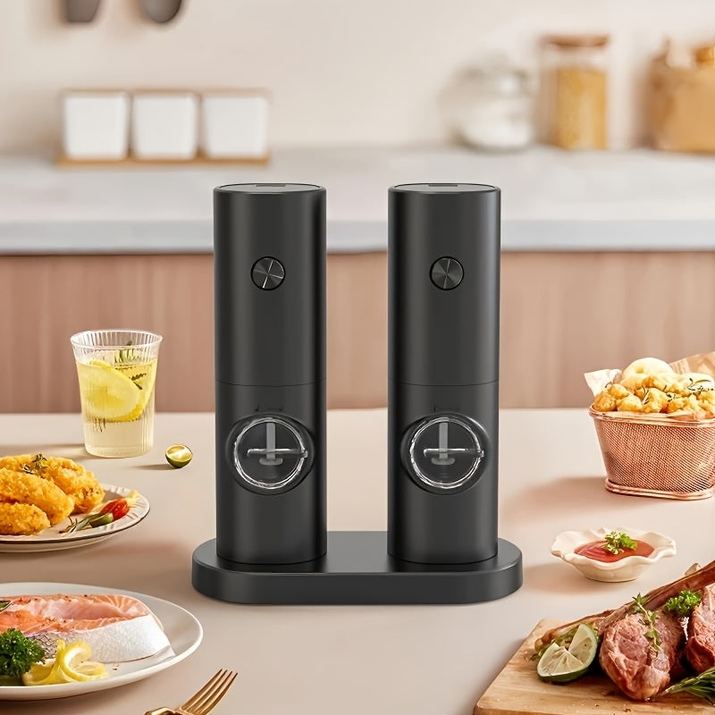 Moledor de Especias Eléctrico MERTTURM - Opción de Soporte Individual/Doble (Soporte Incluido en Duo), Molino Automático con Un Toque, Funciona con Batería (No Necesita Pilas), Diseño Compacto para Cocina, Ajo, Hierbas y Café - Fácil Limpieza, Práctico p