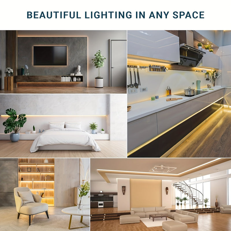 1 Tira de luz LED 5V de 1-5M (3.28Ft - 16.4Ft) Tira de luz flexible de luz natural/blanca cálida/fría, autoadhesiva, segura y duradera, tira de luz LED flexible de baja tensión para decoración de habitación y fiesta en casa