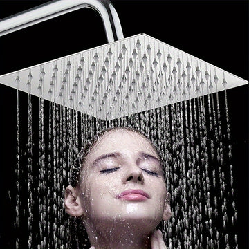 Cabezal de Ducha de Acero Inoxidable con Diseño Cuadrado Ultrafino, Accesorio de Baño Ahorrador de Agua