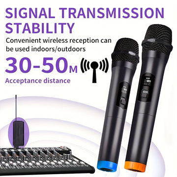 Microfono sin varillas de Alta Calidad, 2 Micrófonos Portátiles con Conector XLR, Ideal para Karaoke, Fiestas, Iglesias y Bodas, Carga USB