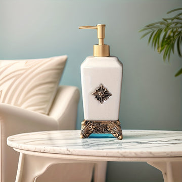 Un dispensador de jabón de cerámica elegante, botella de bomba de color sólido creativo para el baño, champú y gel de ducha de hotel, botella de líquido de mesa con bomba creativa para rellenar, accesorios de baño, regalos de Navidad y Halloween.