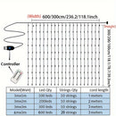 Cortina de luces LED encantadoras, con alimentación USB, incluye control remoto para 100/200/300 luces, ideal para Navidad, fiestas, bodas y decoración estacional