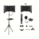Cabina de aislamiento de micrófono GELELEAFMIC Studio con trípode ajustable de altura, filtro de espuma de alta densidad, pantalla antiviento plegable para micrófonos dinámicos y de condensador, para grabación, podcasting, transmisión en vivo, canto, toc