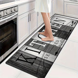 Alfombra de Cocina de Terciopelo Cristal | Fibra de Poliéster Duradera | Antideslizante, Lavable a Máquina | Multiusos para Cocina, Lavandería y Pasillo | Diseño Moderno en Blanco y Negro con Patrón de Tablón de Madera | Acolchado Cómodo, Alfombra para e