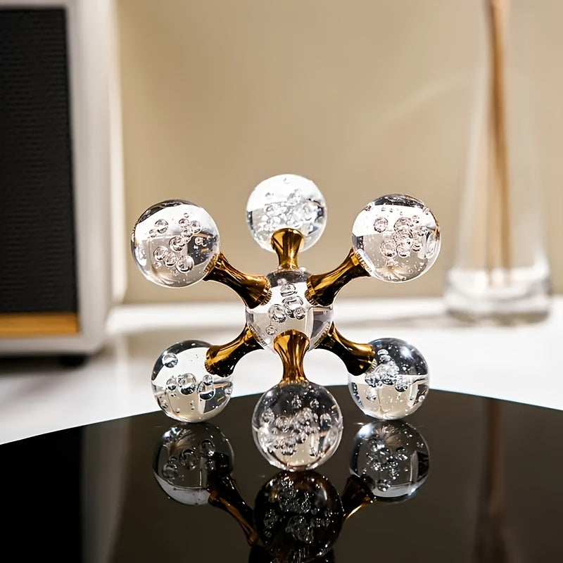 1pc Decoración de Escritorio Moderna de Cristal y Metal - Orbe de Vidrio Elegante con Base Metálica, Perfecto para Bodas, Hogar o Decoración de Oficina, Decoración de Oficina y Accesorios