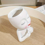 Jarrón Clásico de Resina con Chica de Café, Patrón de Camuflaje, Adorno Decorativo de Mesa con Temática Global, Accesorios para Bar de Café