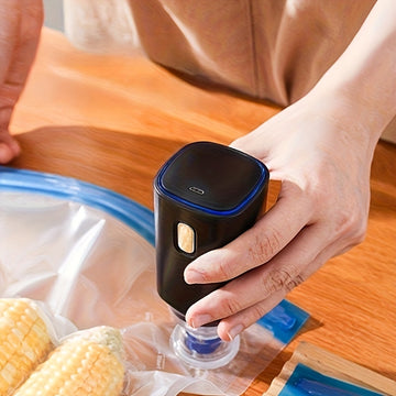 Selladora Eléctrica Portátil Recargable USB - Bomba Automática para Conservación de Alimentos con 5 Bolsas Reutilizables, Preservación de Frescura y Sabor para Carne y Verduras, Diseño Ergonómico, Uso en Cocina y Viajes, Sellado Compacto y Duradero, Mang