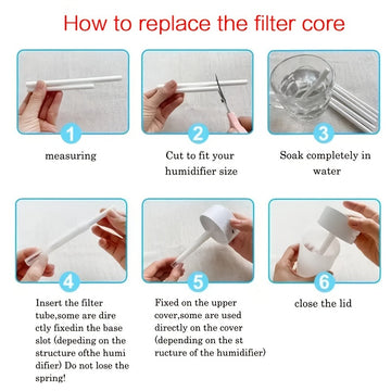 50pcs Cartuchos de Filtro de Repuesto para Humidificador - Varillas Ajustables, Material PET Blanco, Instalación Fácil para Humidificadores Generales, Cuidado del Aire en el Hogar | Diseño Sencillo | Diseño Amigable