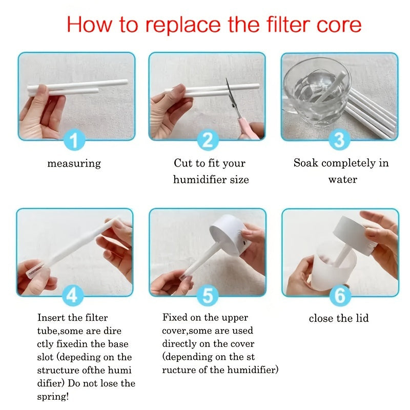 50pcs Cartuchos de Filtro de Repuesto para Humidificador - Varillas Ajustables, Material PET Blanco, Instalación Fácil para Humidificadores Generales, Cuidado del Aire en el Hogar | Diseño Sencillo | Diseño Amigable