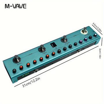 Pedal de efectos para guitarra M-VAVE TANK-G multifunción con supresor de ruido, 9 ranuras para preamplificador, ecualizador de 3 bandas, 3 modulaciones, 3 delays, 3 reverbs, 8 ranuras para cabinas IR, afinador, aplicación y software para PC, recargable