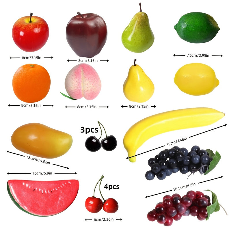 Un conjunto de 20 frutas falsas de alta calidad puede realzar la decoración de espacios de estar, áreas de comedor, dormitorios, lugares de trabajo, hoteles, instituciones educativas, así como ocasiones festivas como la Navidad y las fiestas.