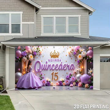 1pc, Feliz 15º Cumpleaños, Banner de puerta de garaje de cumpleaños al aire libre Cubierta de poliéster duradera Ideal para decoraciones diarias al aire libre - Precio sorpresa, Buena calidad y no requiere energía