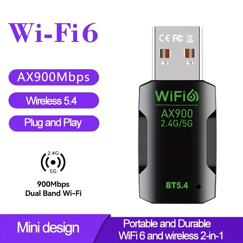 Adaptador WiFi USB, receptor WiFi 900M | Alta velocidad 802.11ac | 5dBi doble banda 2.4/5.8GHz adaptador de red inalámbrica, adecuado para PC/escritorio/tableta/portátil, compatible con Windows, Mac OS X