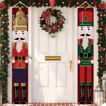 Banderines navideños con diseño de nuez, decoración para puerta de exterior, 179.83 cm x 29.97 cm, tela de poliéster, adornos colgantes festivos