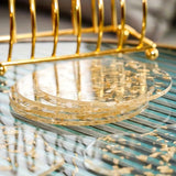Juego de 6 piezas de cojines de acrílico con papel de oro - Alfombras de lujo resistentes al calor - Protectors de mesa redonda de moda para decoración del hogar - Perfectos para Navidad, Halloween, Pascua, Hanukkah, Acción de Gracias