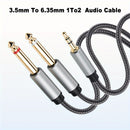 Cable de audio 3.5mm a 6.35mm 1 a 2, cable de audio de nylon con malla de aluminio de aleación 3.5mm, cable de audio de alta fidelidad de calidad de sonido 6.5mm, 3.5mm aplicable para PC, teléfono/tableta, MP3, 6.35mm aplicable para altavoz, guitarra, mi