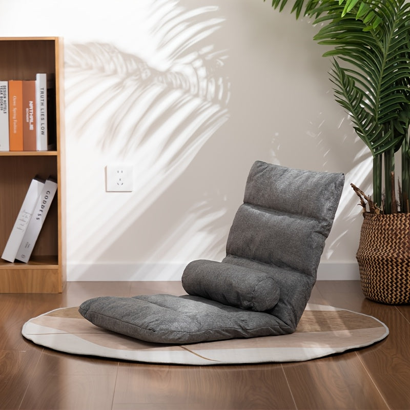 Silla de Oficina Moderna para el Hogar con Ángulo Ajustable, Respaldo Envuelto en Esponja Suave, Ideal para el Hogar, Dormitorio, Dormitorio, Balcón - Tela Gris/Metal, Cojín para Silla de Oficina, Uso de Computadora